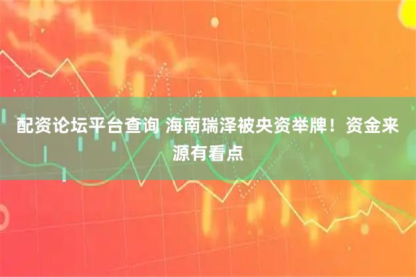 配资论坛平台查询 海南瑞泽被央资举牌！资金来源有看点